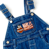 Vintage Harley Davidson logo biker bear denim shortalls • Size 3T