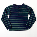 Vintage Garanimals emerald green + blue striped long sleeve Henley • size 6 (good 4/6)